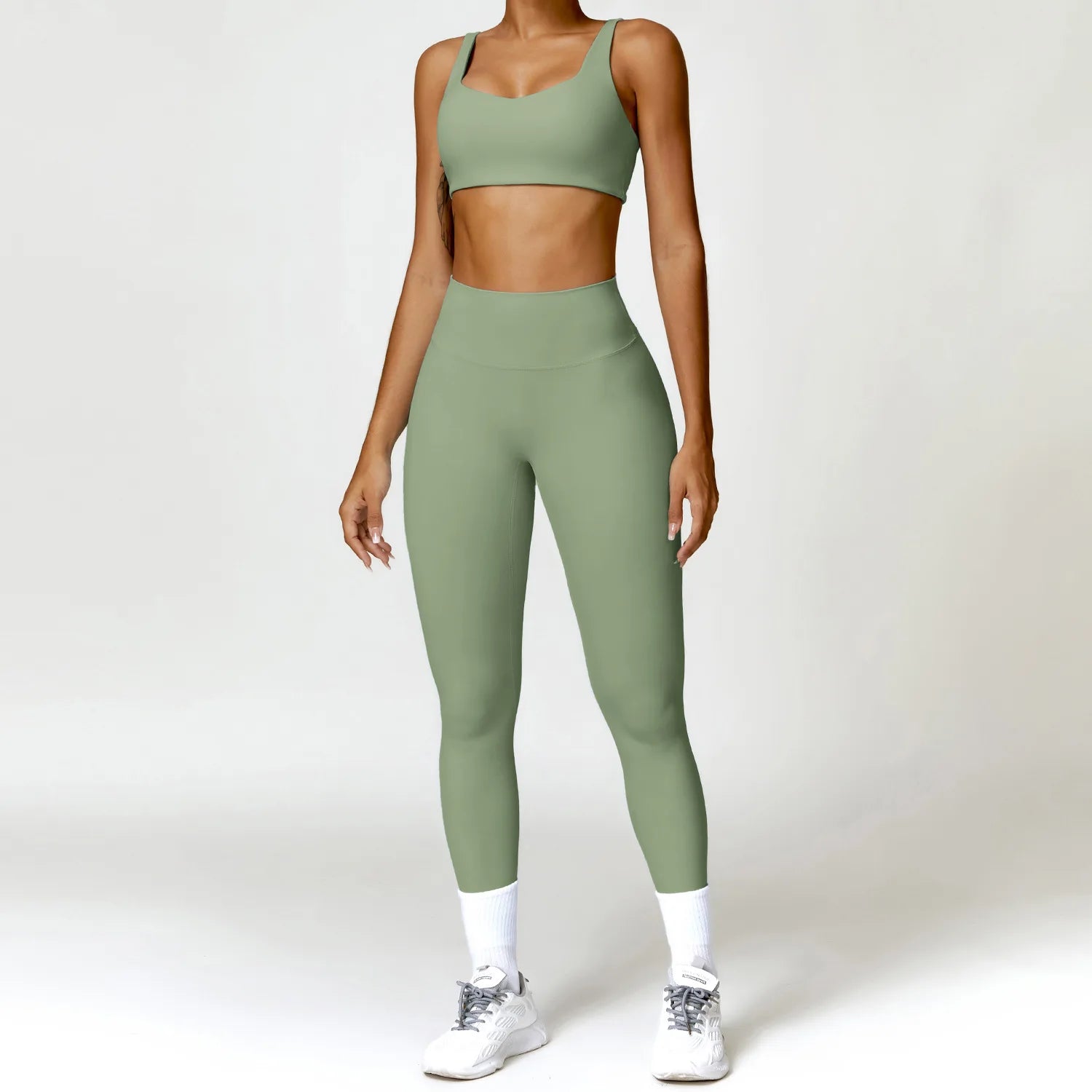Fluxa Beauty 2-Piece Yoga Set – Long Sleeve Crop Top & Leggings Workout Suit