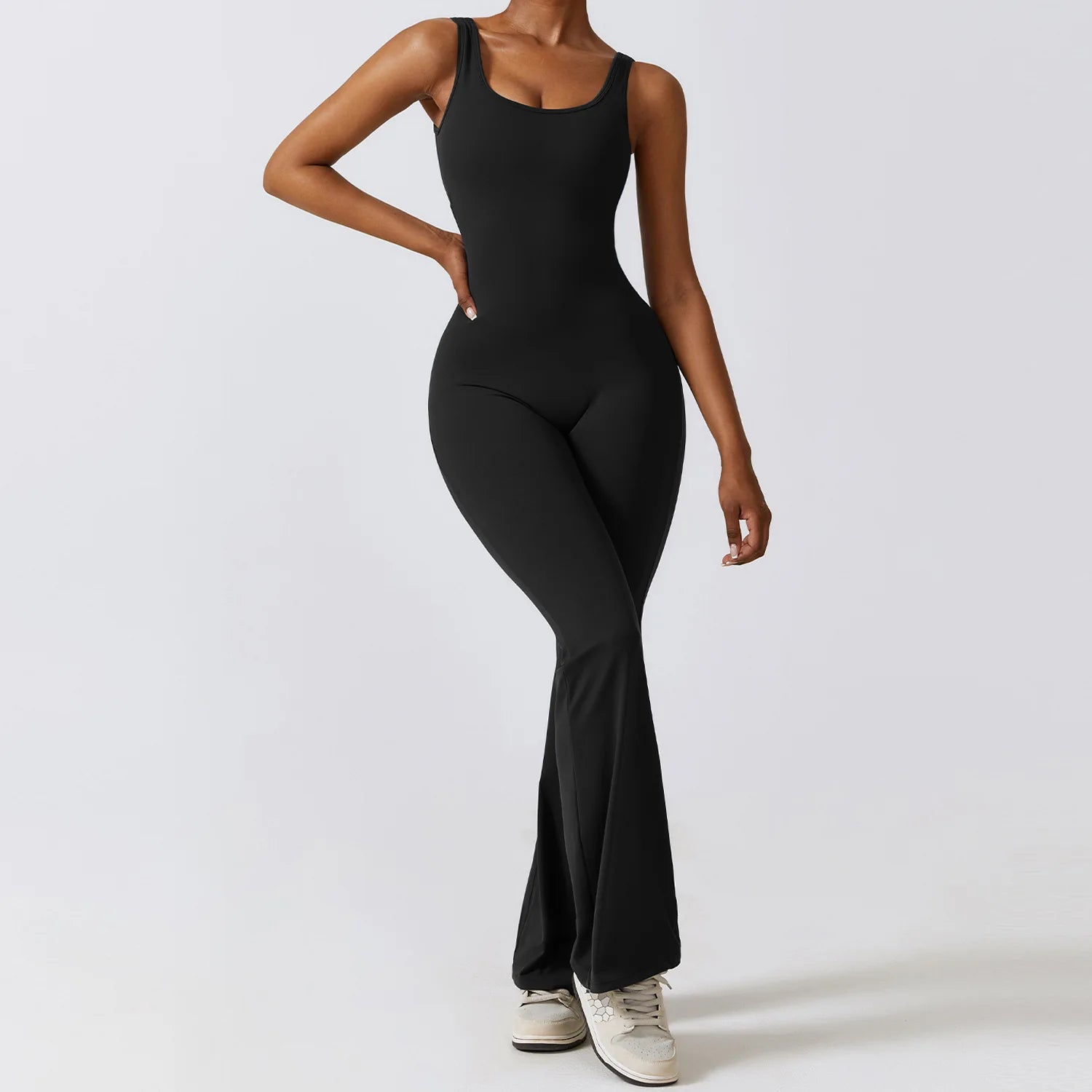 Backless Seamless Workout Jumpsuit – Push-Up Gym Bodysuit
