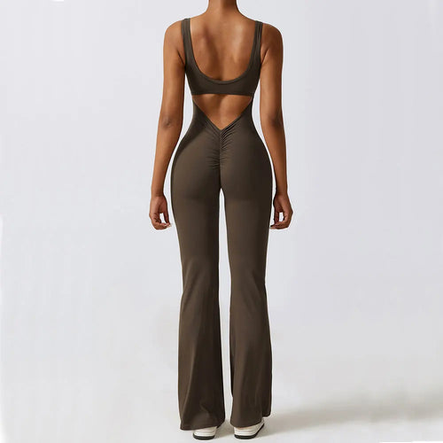 Backless Seamless Workout Jumpsuit – Push-Up Gym Bodysuit