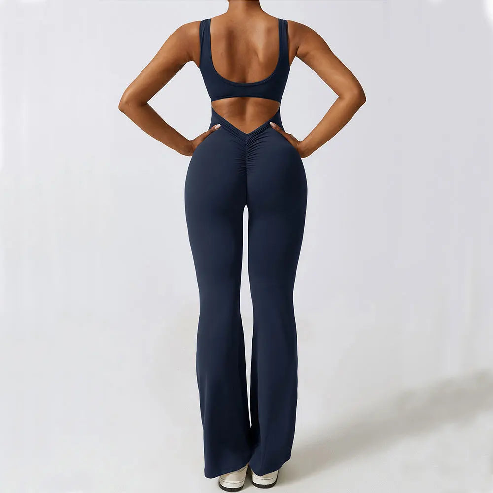 Backless Seamless Workout Jumpsuit – Push-Up Gym Bodysuit