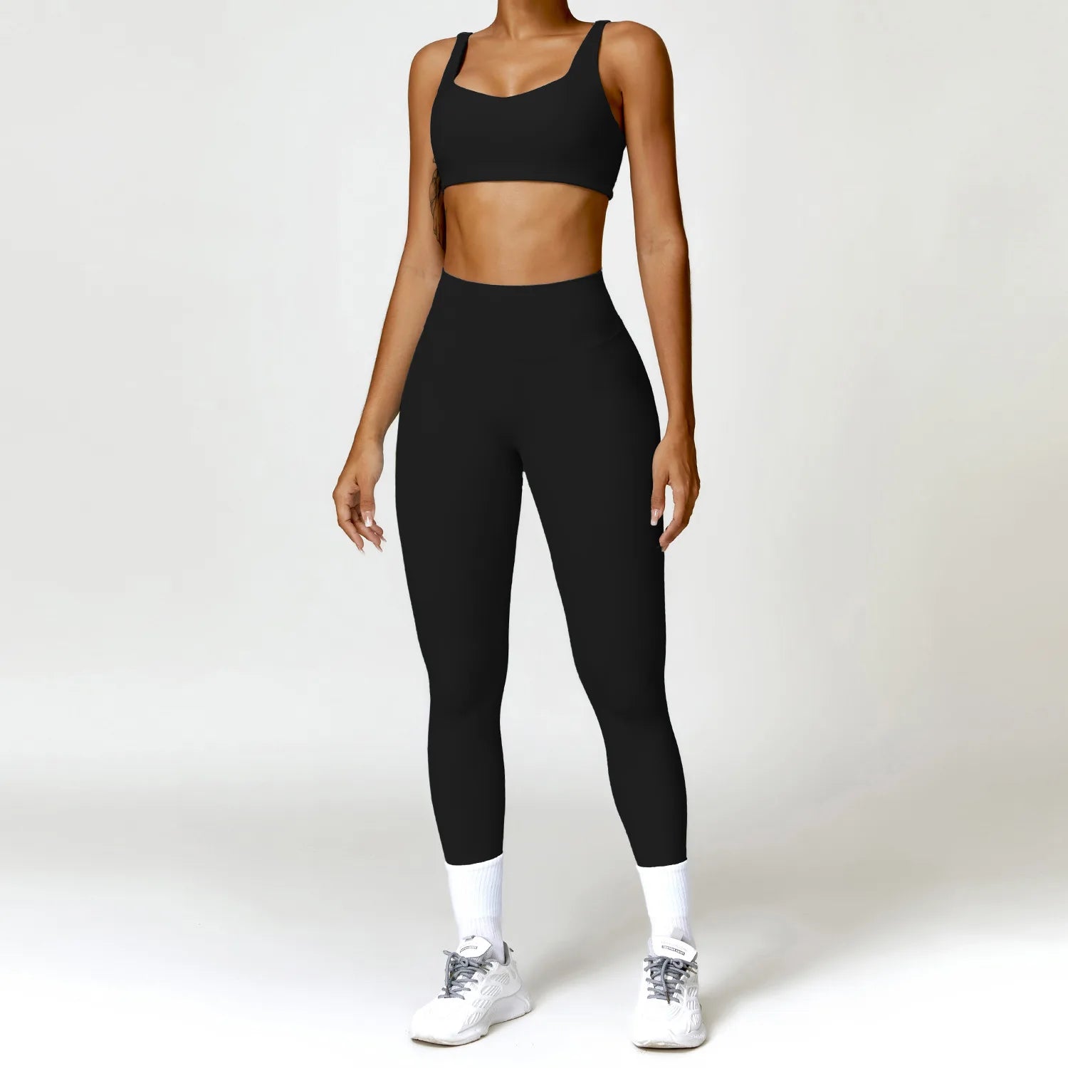 Fluxa Beauty 2-Piece Yoga Set – Long Sleeve Crop Top & Leggings Workout Suit