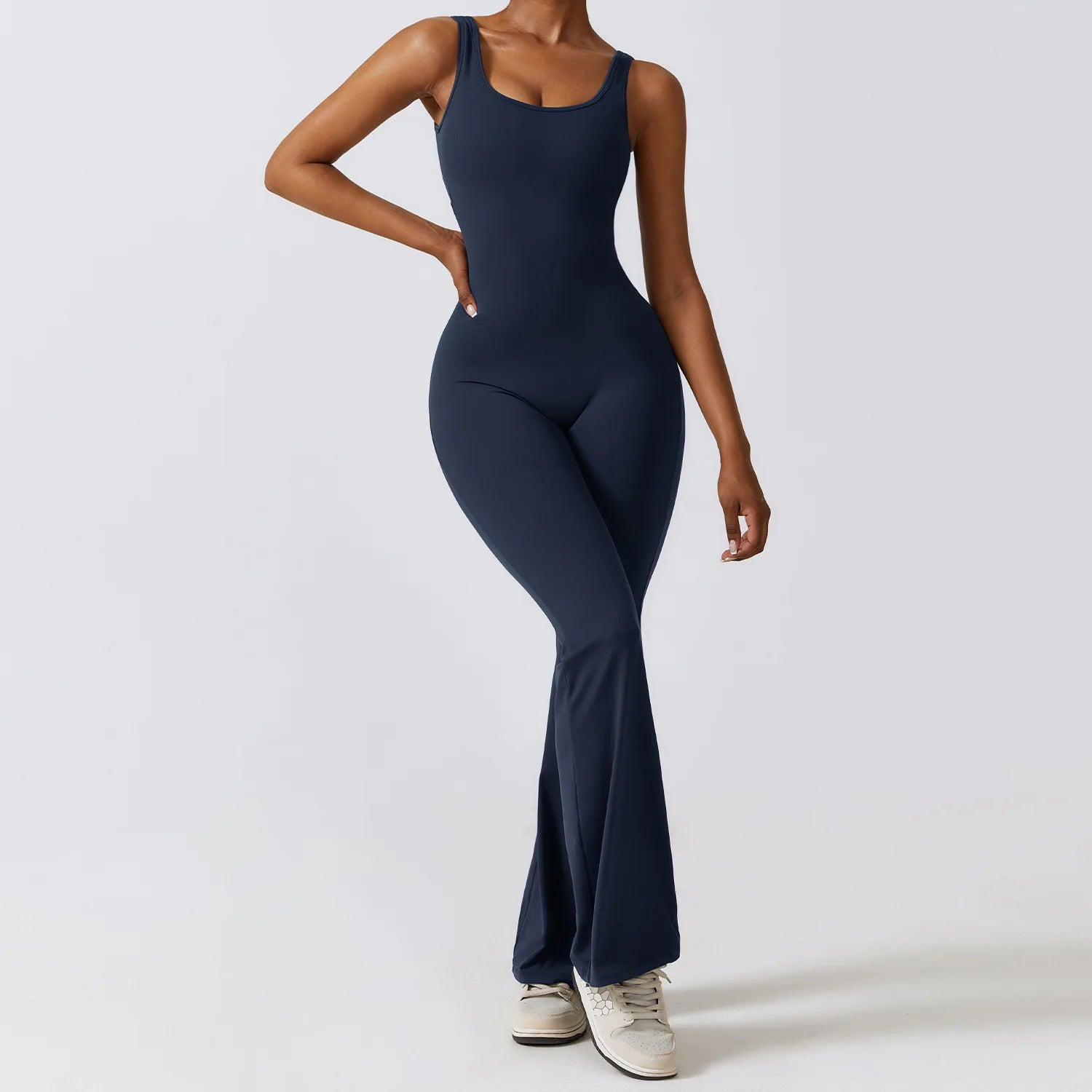 Backless Seamless Workout Jumpsuit – Push-Up Gym Bodysuit