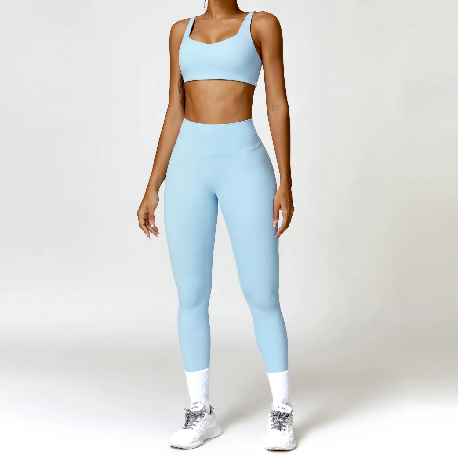 Fluxa Beauty 2-Piece Yoga Set – Long Sleeve Crop Top & Leggings Workout Suit
